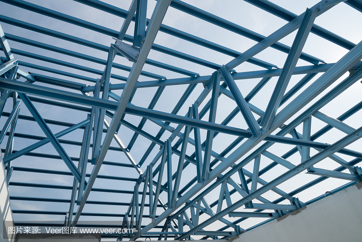 用于建筑结构的钢屋顶框架结构。